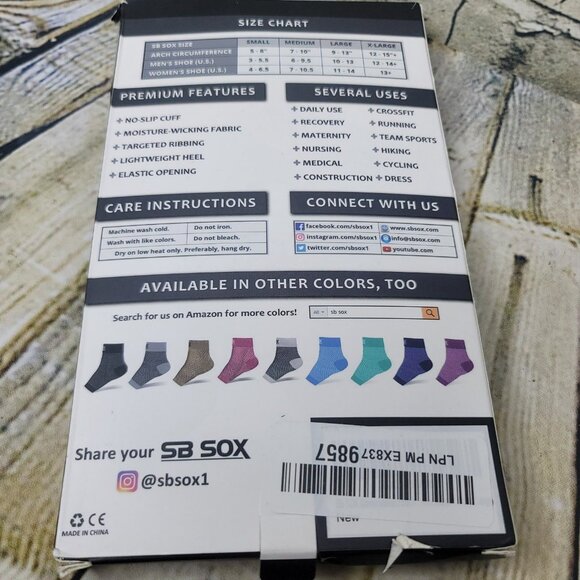 SB SOX Plantar Fasciitis Compression Socks Arch Support Low Cut LARGE Beige - Picture 3 of 3